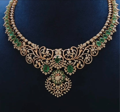 Tussi necklace Diamond Necklace 925 silver jewelry 22k gold plated - SHABURIS