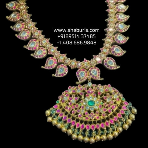 Mango mala Mango haram necklace polki necklace diamond Jewelry necklace Pearl necklace statement jewelry silver necklace 925 silver with 22k gold plated - SHABURIS