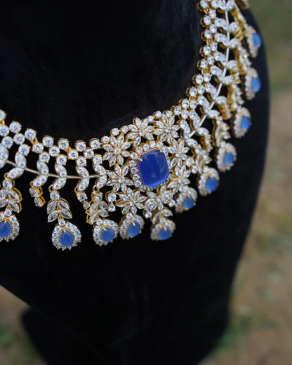 Diamond necklace wedding jewelry silver necklace 925 silver with 22k gold plated - SHABURIS