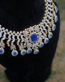 Diamond necklace wedding jewelry silver necklace 925 silver with 22k gold plated - SHABURIS