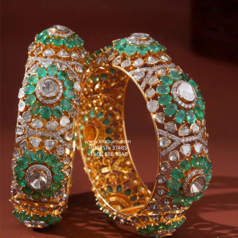 Polki bangles polki Jewelry,Pure Silver Jewellery Indian ,diamond bangles kundan jewelry,south indian bridal jewelry-SHABURIS