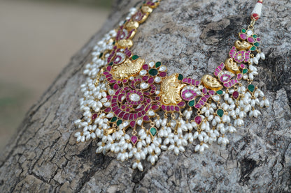 Guttapusalu necklace Pure Silver jewelry Indian diamond Necklace-SHABURIS