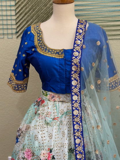 Designer Lehenga | Mehendi & Haldi Lehenga Choli | offwhite Lehenga Set | blue Lehenga Set | Indian Wedding Guest Outfit | Pre Wedding Ceremony Dress