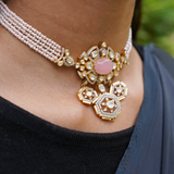 Cocktail necklace Navaratan jewelry silver necklace 925 silver with 22k gold plated - SHABURIS (Ready to Ship from India)
