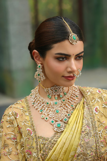 Diamond necklace silver necklace 925 silver with 22k gold plated - SHABURIS (Ready to Ship from India)