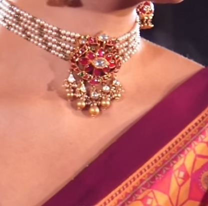Mrunal Takur Necklace Polki necklace 925 silver jewelry 22k gold plated - SHABURIS