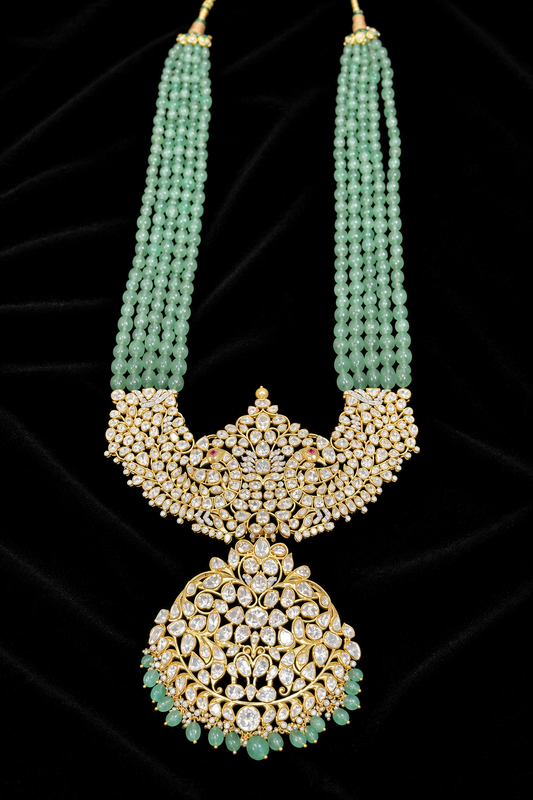 Emerald necklace silver necklace 925 silver with 22k gold plated - SHABURIS