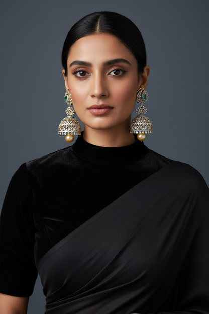 Polki Studs Polki Earrings Cocktail Earrings Diamond Studs Diamond Earrings Simple Studs Pearl Studs 925 Silver Earrings Silver Jewelry - SHABURIS