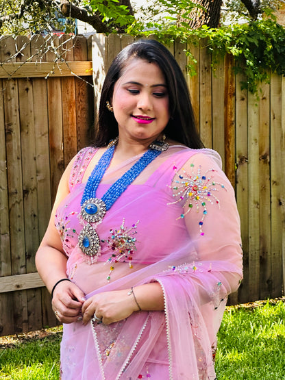 Tanzanite Necklace Polki necklace silver necklace 925 silver with 22k gold plated - SHABURIS (Ready to Ship from India)