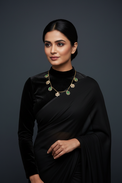 Polki Necklace Dainty Necklace 925 Silver Jewelry Silver Necklace -SHABURIS