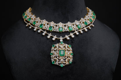 Diamond necklace Pure Silver jewelry Indian diamond Necklace silver jewelry - Ready Stock in Hyd Store -SHABURIS