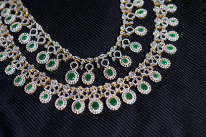 Indian bridal necklace diamond necklace 925 silver with 22k gold plated- SHABURIS