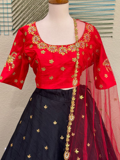 Designer Lehenga | Mehendi & Haldi Lehenga Choli | black Lehenga Set | red Lehenga Set | Indian Wedding Guest Outfit | Pre Wedding Ceremony Dress