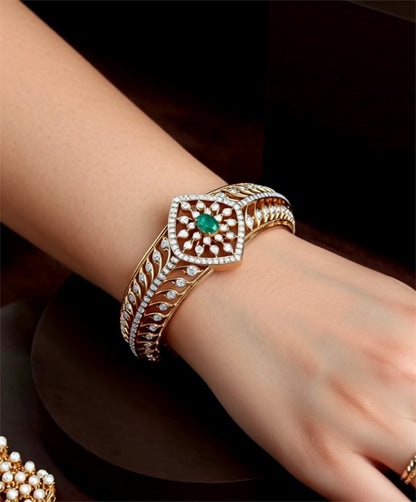 Diamond bracelet Cocktail bracelet Cocktail bangle - 925 Silver Jewelry - 22ct Gold Plated - CZ Bangles - South indian diamond Bangles design