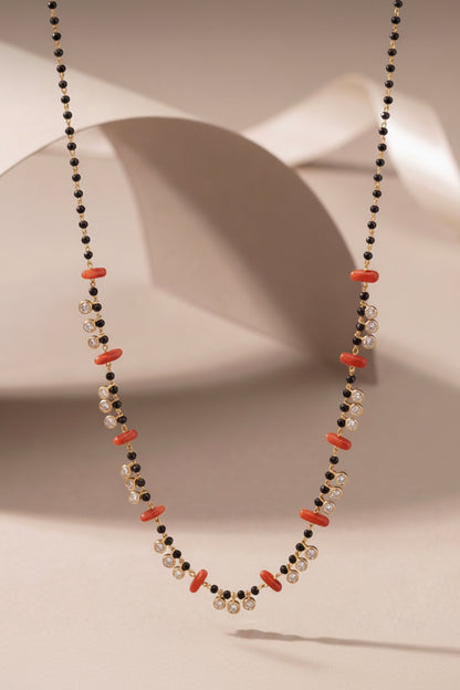 Black Beads Necklace Minimalistic Jewelry Coral Necklace 925 silver jewelry- SHABURIS
