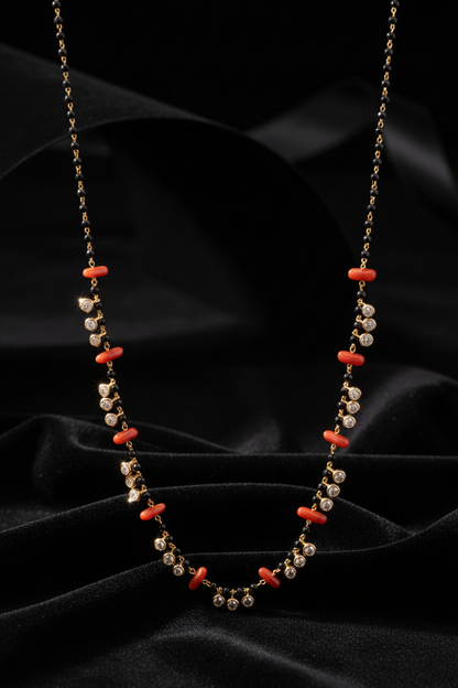 Black Beads Necklace Minimalistic Jewelry Coral Necklace 925 silver jewelry- SHABURIS