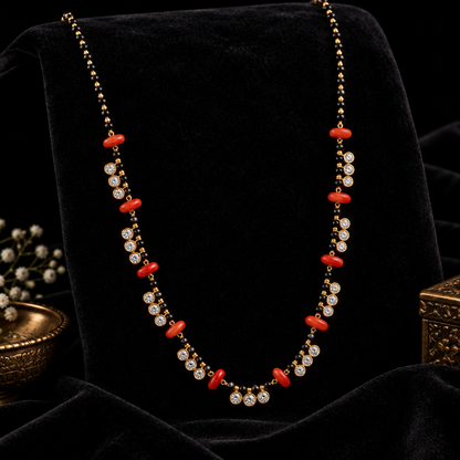 Black Beads Necklace Minimalistic Jewelry Coral Necklace 925 silver jewelry- SHABURIS