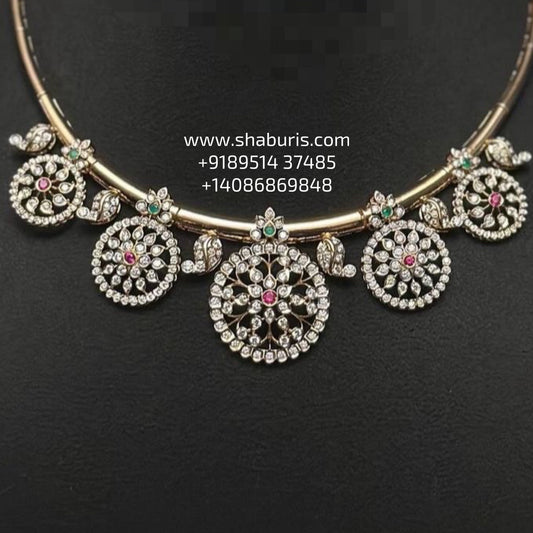 Kante Diamond necklace wedding jewelry silver necklace 925 silver with 22k gold plated - SHABURIS