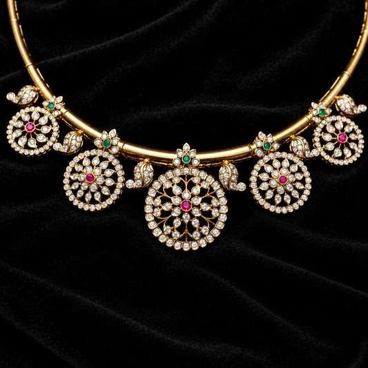 Kante Diamond necklace wedding jewelry silver necklace 925 silver with 22k gold plated - SHABURIS