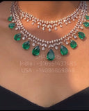 Emerald necklace Pure Silver jewelry Indian ,diamond Necklace-SHABURIS