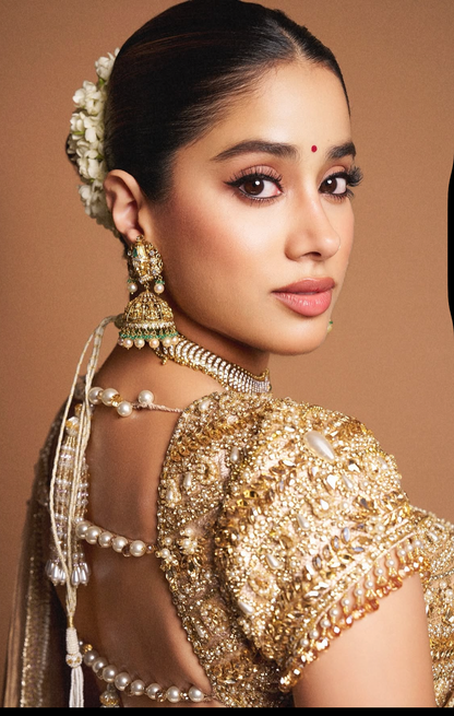 Jahnavi kapoor jhumkas polki jhumkas Diamond Jhumkas 925 silver jewelry 22k gold plated - SHABURIS