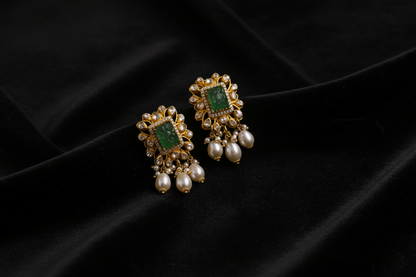 Polki Studs Polki Earrings Cocktail Earrings Diamond Studs Diamond Earrings Simple Studs Pearl Studs 925 Silver Earrings Silver Jewelry - SHABURIS