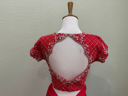 Cocktail saree with Blouse  - Red