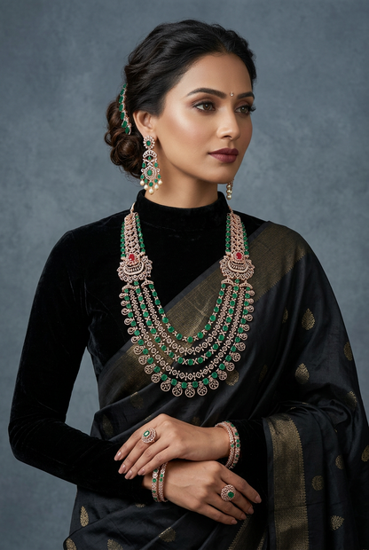 Diamond Necklace - Bridal Necklace - Wedding Necklace - 925 silver Jewelry,South Indian Jewelry,bridal choker,Indian Wedding Jewelry,pure Silver indian jewelry - SHABURIS