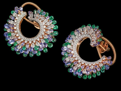 Polki Jhumkas 925 silver jewelry 22k gold plated - SHABURIS