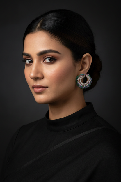 Polki Jhumkas 925 silver jewelry 22k gold plated - SHABURIS