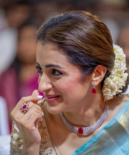 Trisha krishnan cocktail necklace statement jewelry silver necklace 925 silver with 22k gold plated - SHABURIS