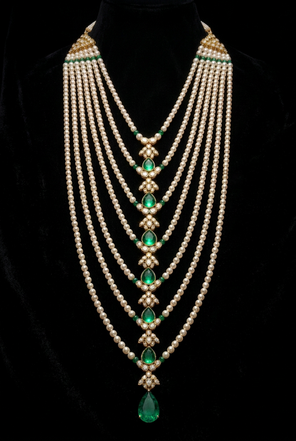 Sath Lada Diamond Necklace 925 silver jewelry 22k gold plated - SHABURIS
