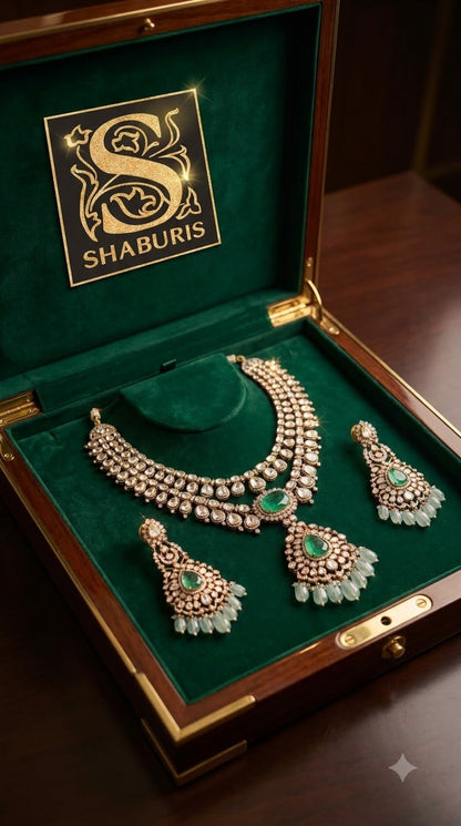 Polki necklace silver necklace 925 silver jewelry - SHABURIS