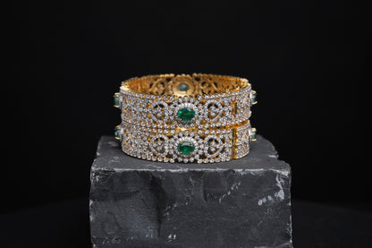 Diamond Bangles - Diamond Bangles - 925 Silver Jewelry - 22ct Gold Plated - CZ Bangles - South indian diamond Bangles design