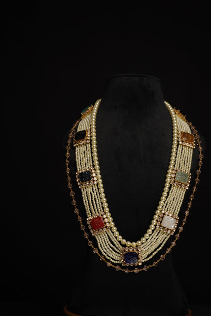 Navaratan necklace diamond necklace 925 silver with 22k gold plated- Ready Stock in Hyd Store -SHABURIS