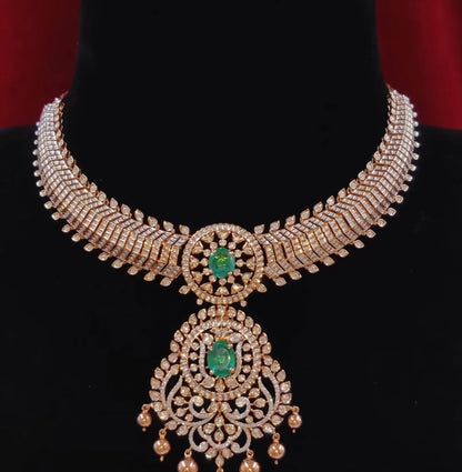 Tussi necklace Diamond Necklace 925 silver jewelry 22k gold plated - SHABURIS