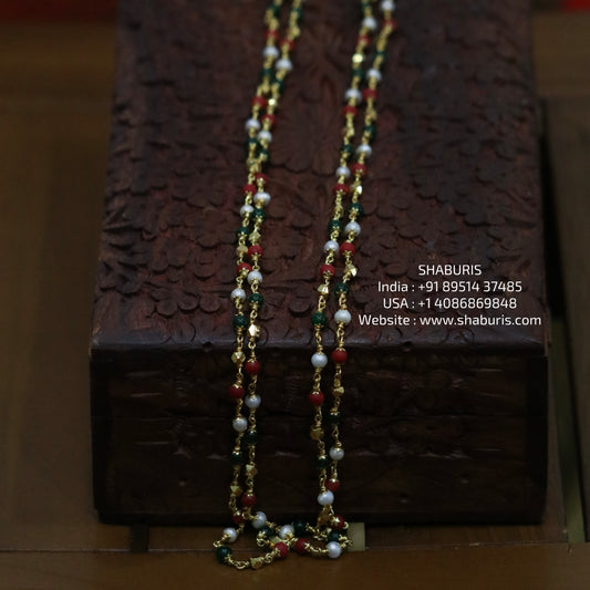 Coral multi color Bead Necklace SHABURIS