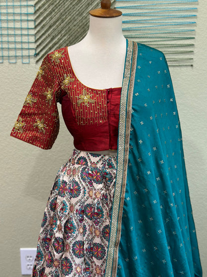 Kalamkari Lehenga | Mehendi & Haldi Lehenga Choli | Green Lehenga Set | Indian Wedding Guest Outfit | Pre Wedding Ceremony Dress