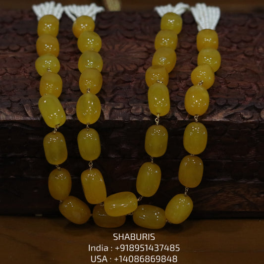Yellow Saphire beads beaded mala pure gems gold jewelry designs indian pure silver jewelry bead necklace statement jewelry SHABURIS