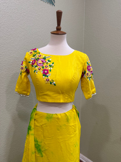 Cocktail saree tie and dye saree  shibori saree multi colour saree haldi saree Mehendi saree party saree with blouse