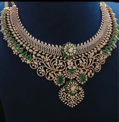 Tussi necklace Diamond Necklace 925 silver jewelry 22k gold plated - SHABURIS