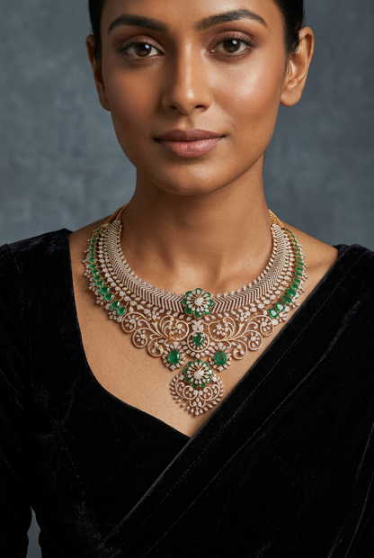 Tussi necklace Diamond Necklace 925 silver jewelry 22k gold plated - SHABURIS