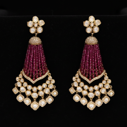 Polki Studs Polki Earrings Cocktail Earrings Diamond Studs Diamond Earrings Simple Studs Pearl Studs 925 Silver Earrings Silver Jewelry - SHABURIS