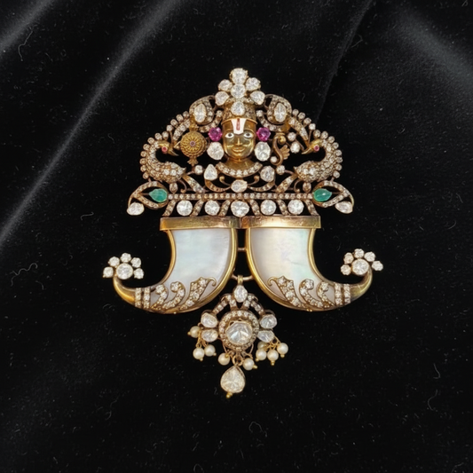 Puligoru pendant tiger brooch wedding jewelry silver necklace 925 silver with 22k gold plated - SHABURIS