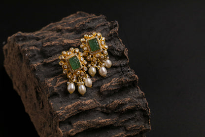 Polki Jhumkis - Diamond Studs - Cocktail Studs - 925 silver Jewelry , South Indian Jewelry,bridal choker,Indian Wedding Jewelry,pure Silver indian jewelry - SHABURIS