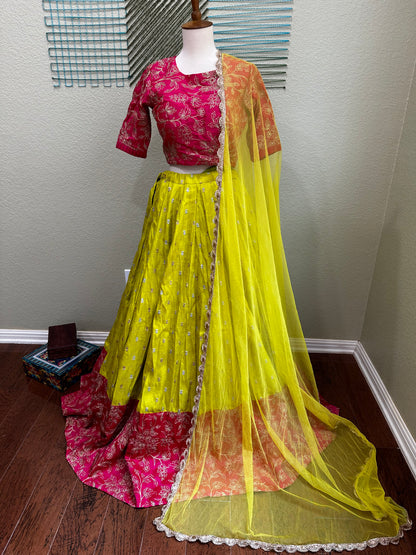 Designer Lehenga | Mehendi & Haldi Lehenga Choli | yellow purple Lehenga Set | Indian Wedding Guest Outfit | Pre Wedding Ceremony Dress