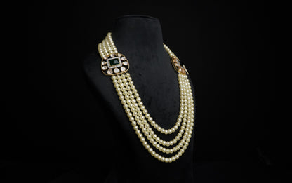 Pearl necklace diamond necklace 925 silver with 22k gold plated - SHABURIS