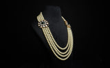 Pearl necklace diamond necklace 925 silver with 22k gold plated - SHABURIS