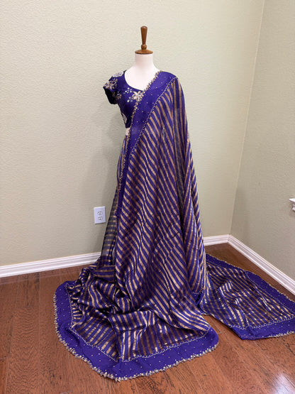 Cocktail saree with Blouse  - Purple