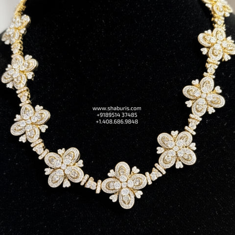Polki necklace diamond Jewelry necklace Pearl necklace statement jewelry silver necklace 925 silver with 22k gold plated - SHABURIS